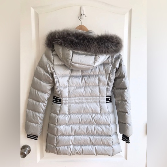 CASTELBAJAC Goose Down Blue Fox Hooded Puffer Coat Womens Size XS - Picture 5 of 16